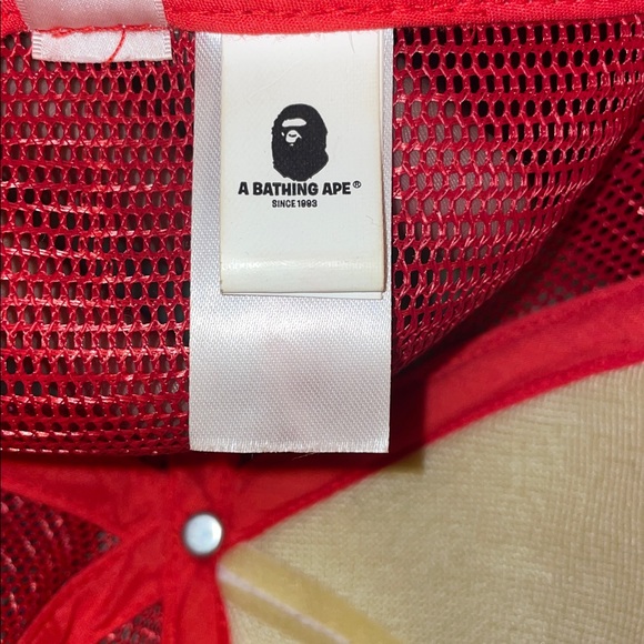 Bape Red and White Trucker Hat - Picture 4 of 5
